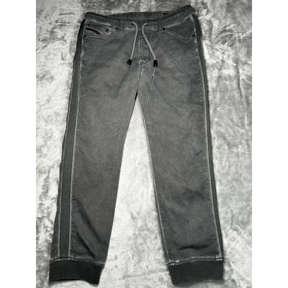 Diesel Pants Men Size 28 Narrot Denim Sweat Distressed Grey Jogger Made In Italy
